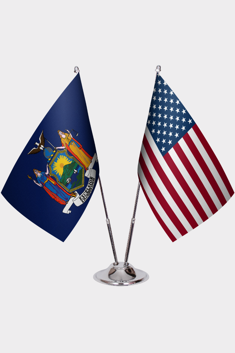 New York ve ABD İkili Masa Bayrağı Seti