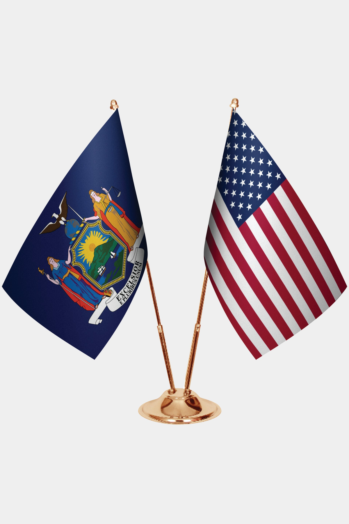 New York ve ABD İkili Masa Bayrağı Seti yakın çekim