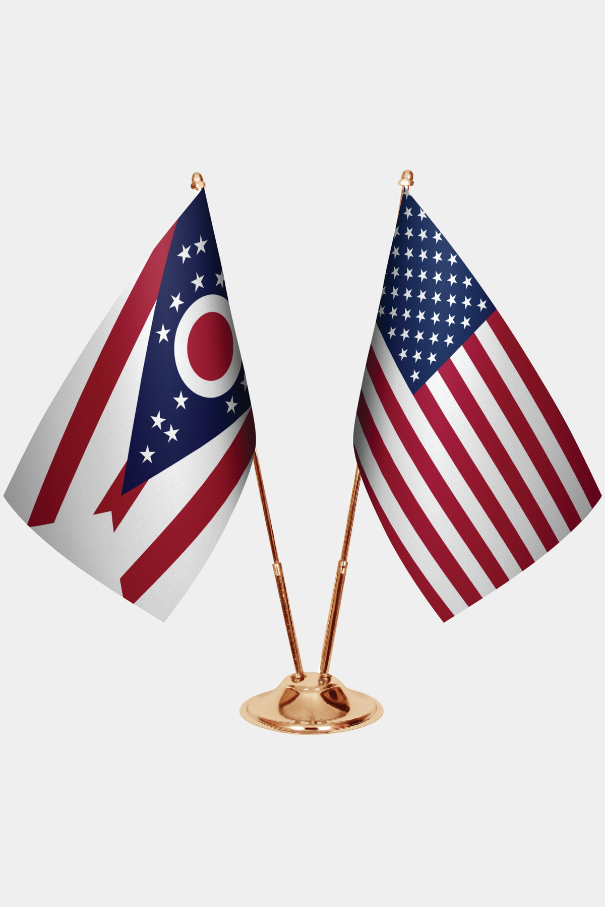 Ohio ve ABD İkili Masa Bayrağı Seti yakın çekim