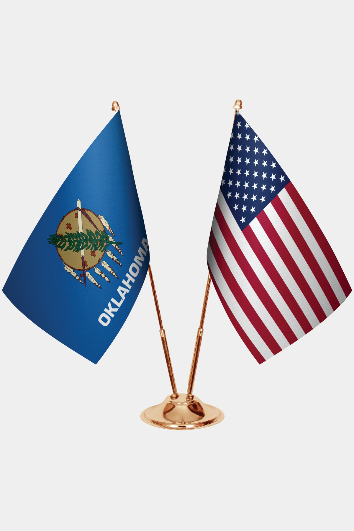 Oklahoma ve ABD İkili Masa Bayrağı Seti yakın çekim