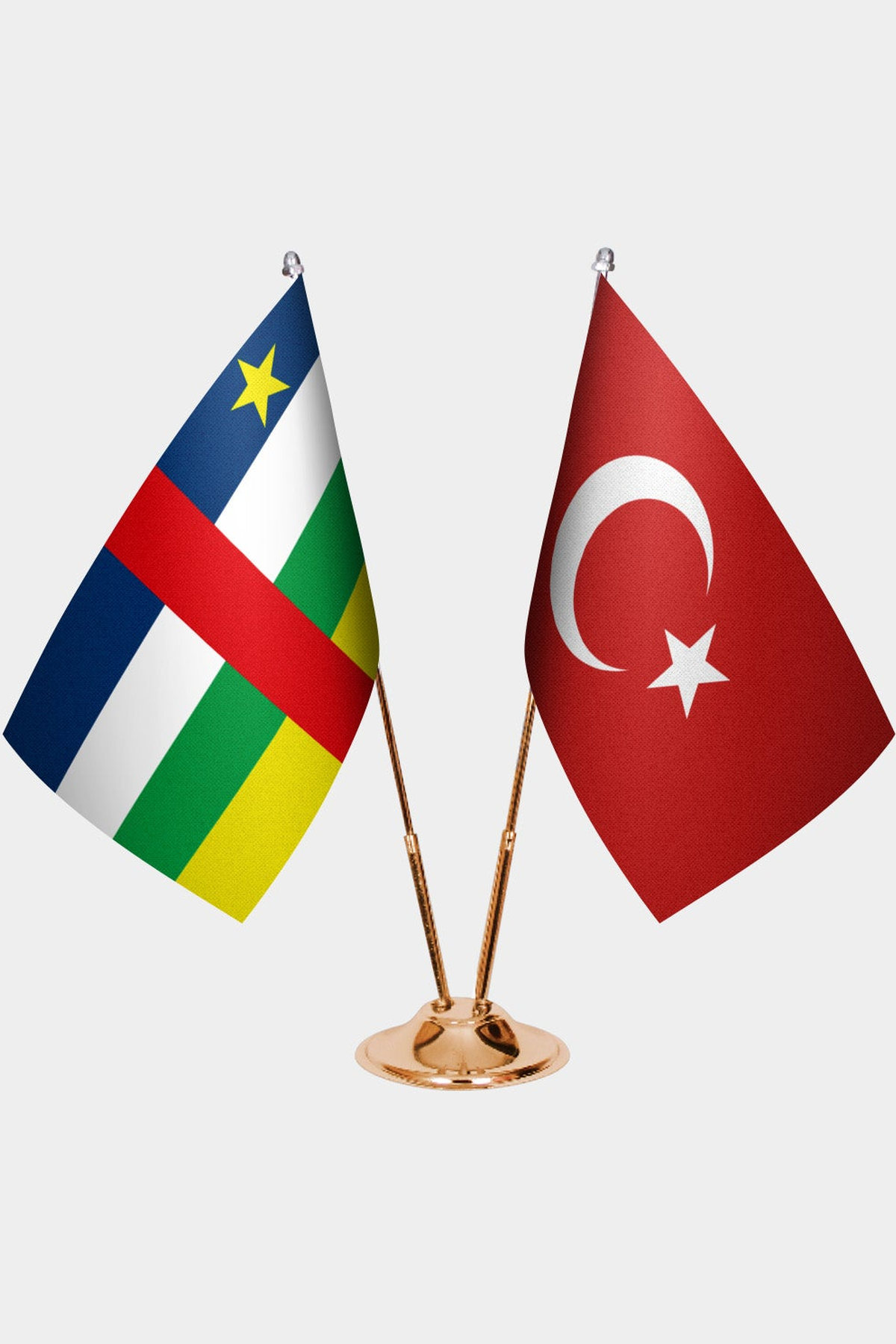 Orta Afrika Cumhuriyeti ve Türkiye İkili Masa Bayrağı Seti kurulum görünümü