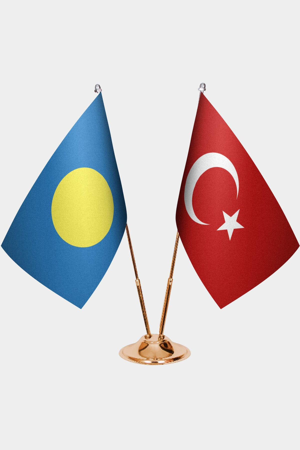Palau ve Türkiye İkili Masa Bayrağı Seti kurulum görünümü