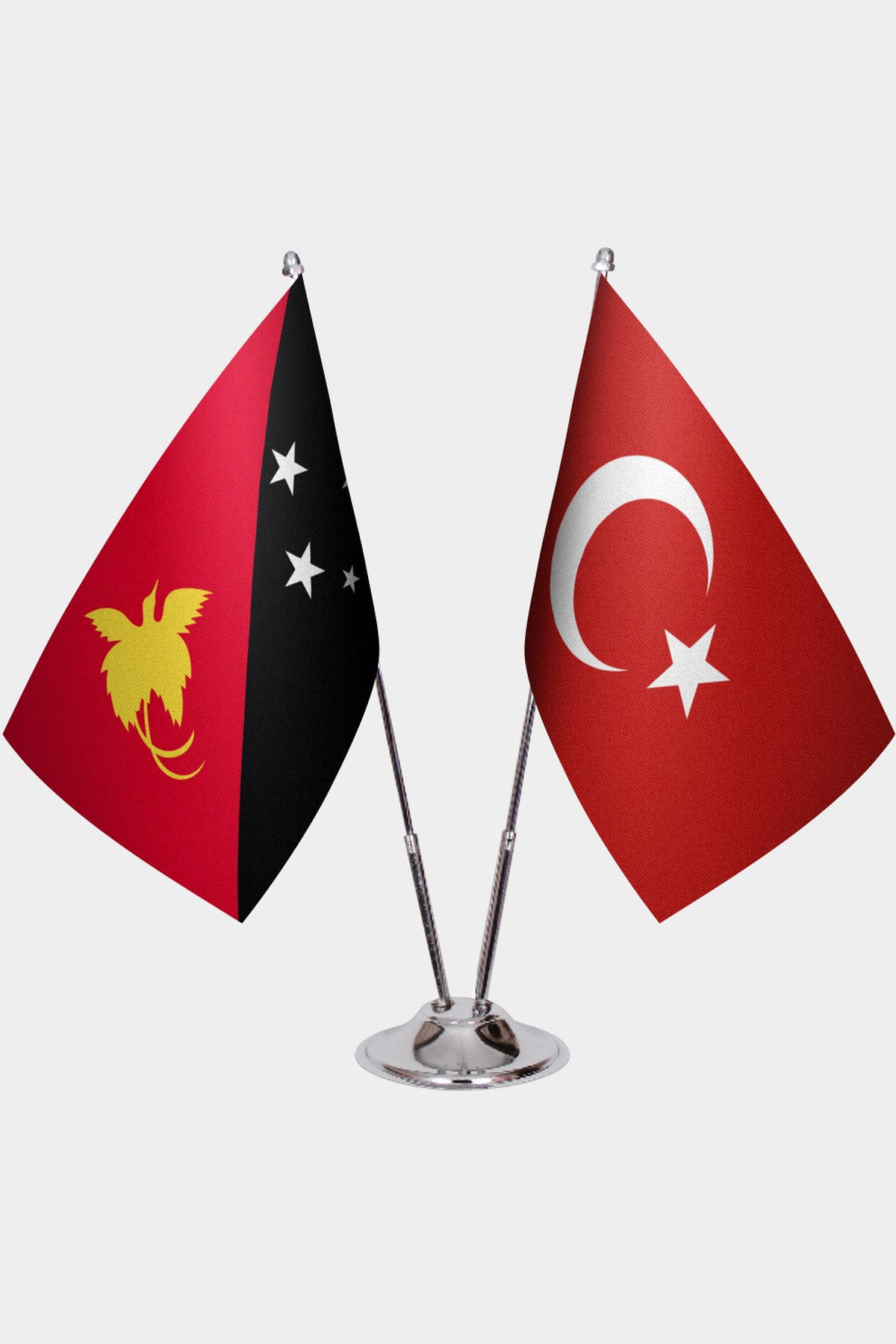 Papua Yeni Gine ve Türkiye İkili Masa Bayrağı Seti