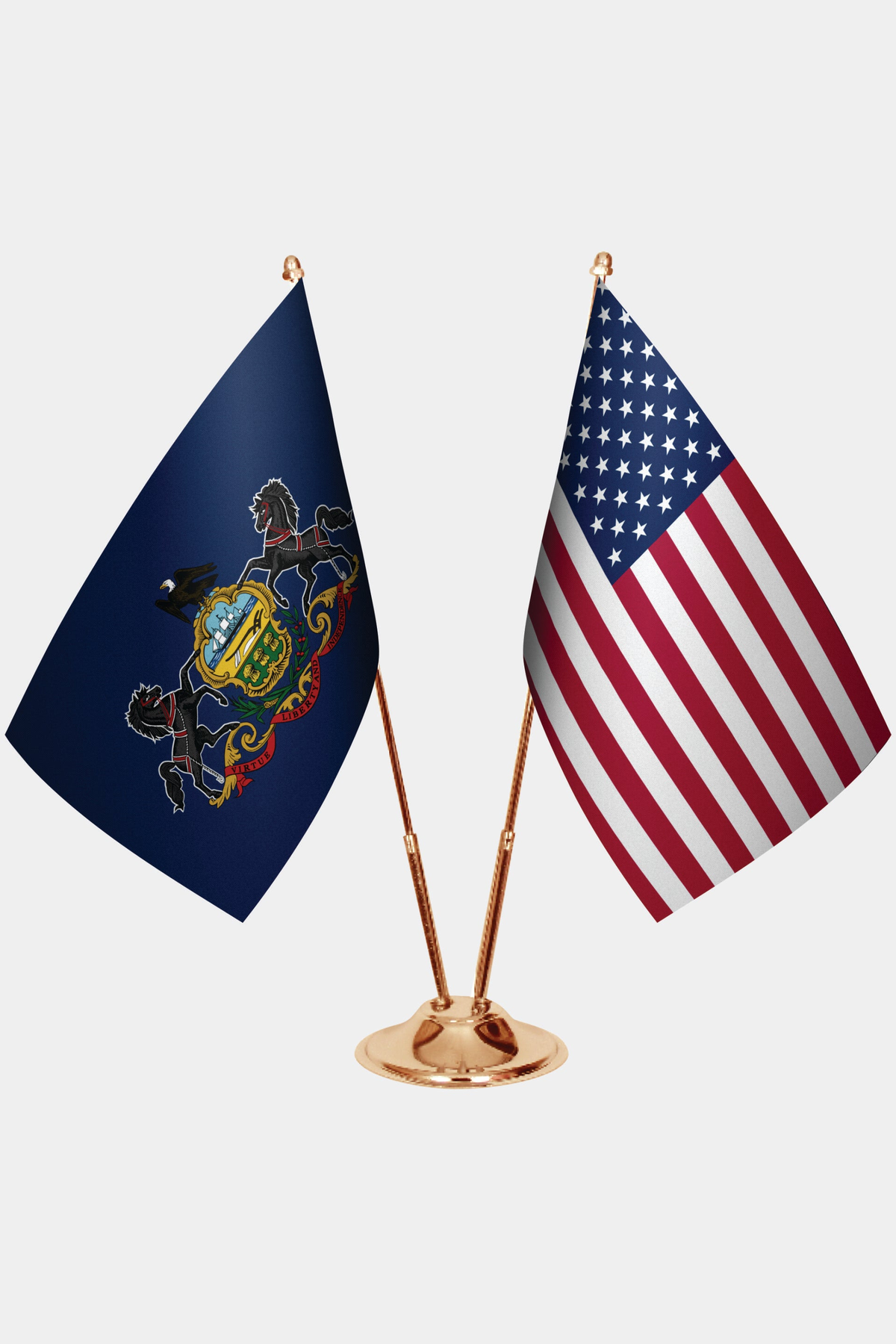 Pennsylvania ve ABD İkili Masa Bayrağı Seti yakın çekim