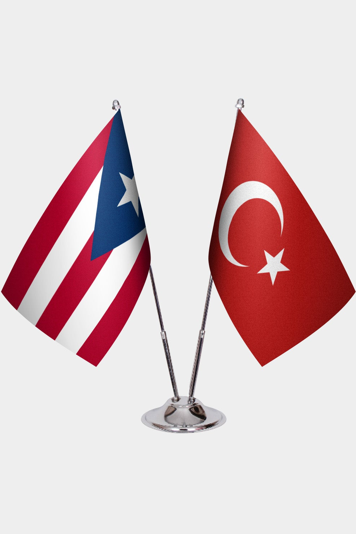 Porto Riko ve Türkiye İkili Masa Bayrağı Seti