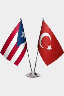 Porto Riko ve Türkiye İkili Masa Bayrağı Seti