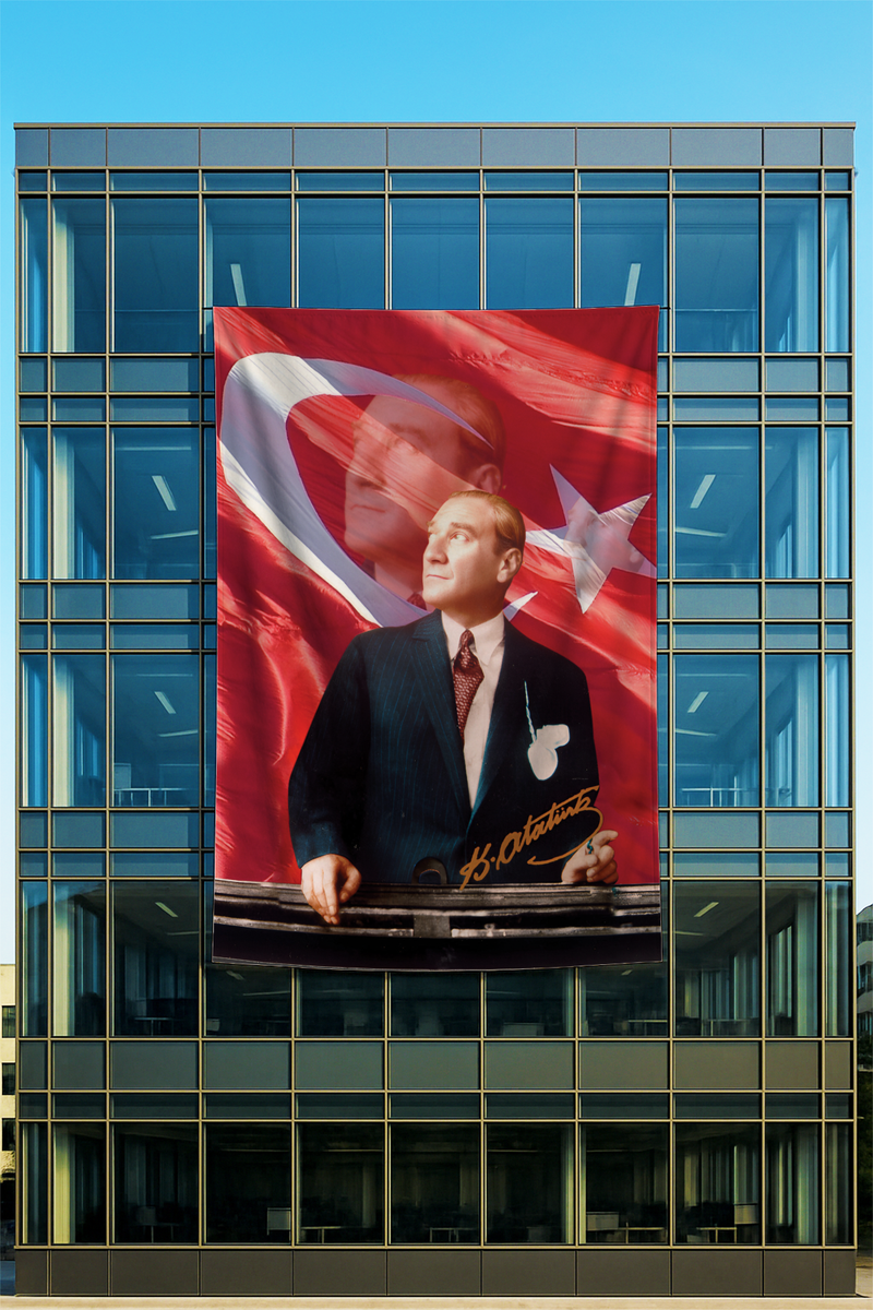 Raşel Kumaş Kürsüde Atatürk Posteri İmzalı