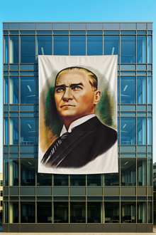 Atatürk Portresi Posteri Beyaz Zeminli Çizim