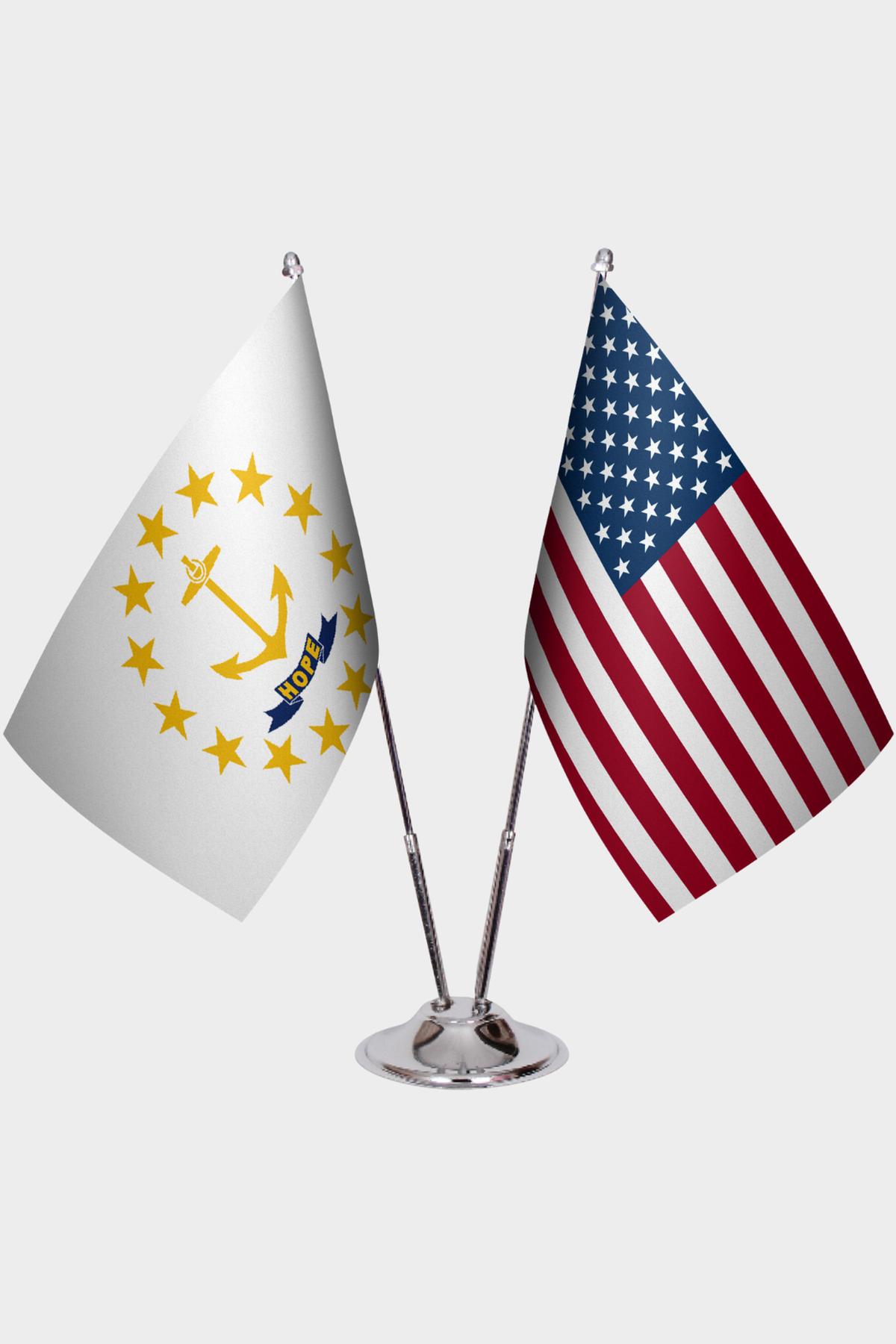 Rhode Island ve ABD İkili Masa Bayrağı Seti