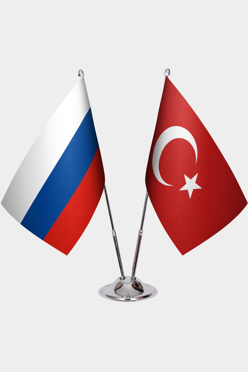 Rusya ve Türkiye İkili Masa Bayrağı Seti