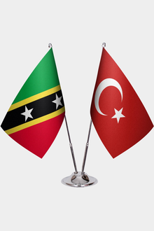 Saint Kitts ve Nevis ve Türkiye İkili Masa Bayrağı Seti