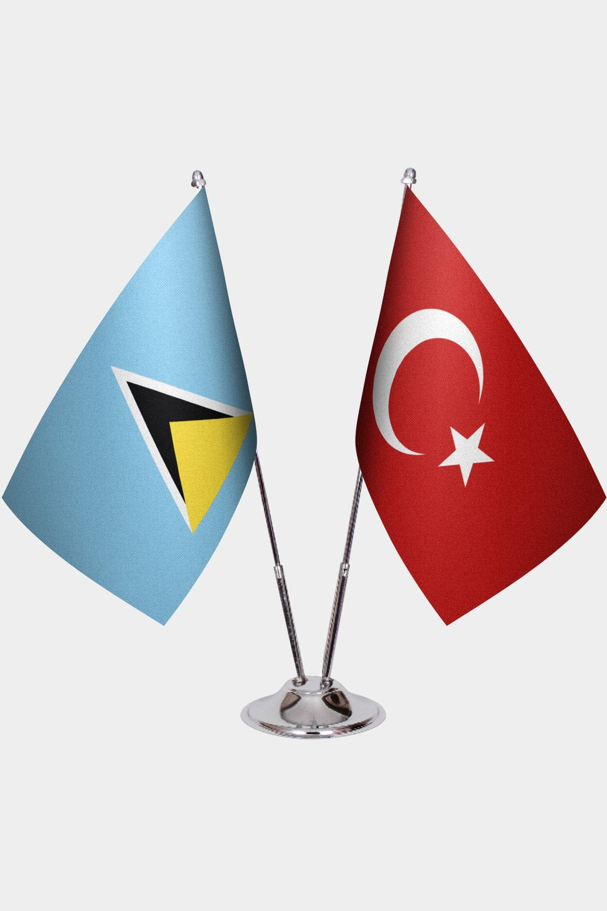 Saint Lucia ve Türkiye İkili Masa Bayrağı Seti