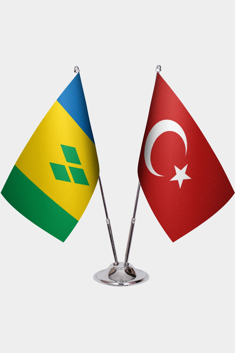 Saint Vincent ve Grenadinler ve Türkiye İkili Masa Bayrağı Seti
