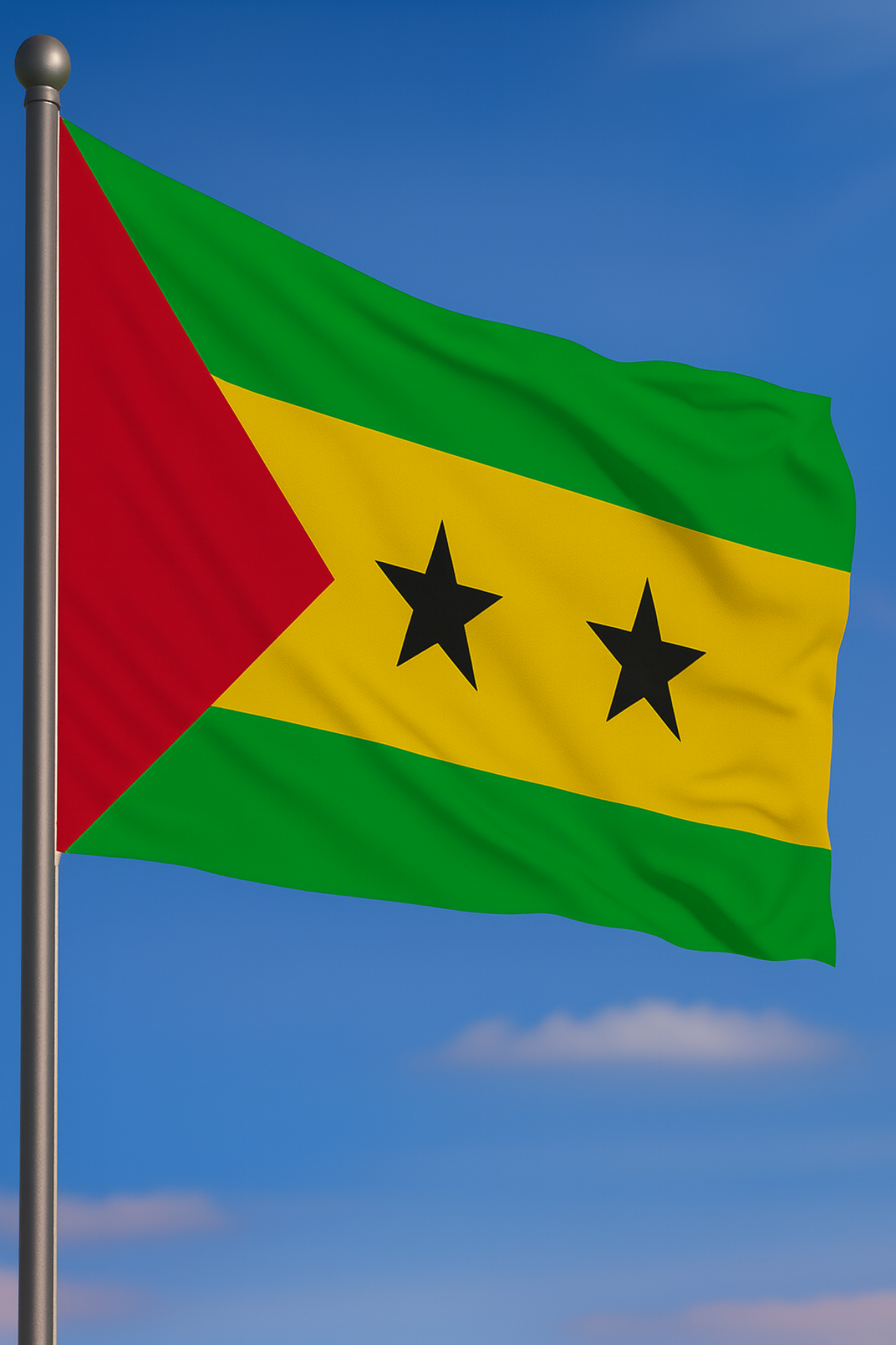 São Tomé ve Príncipe Bayrağı yakın çekim