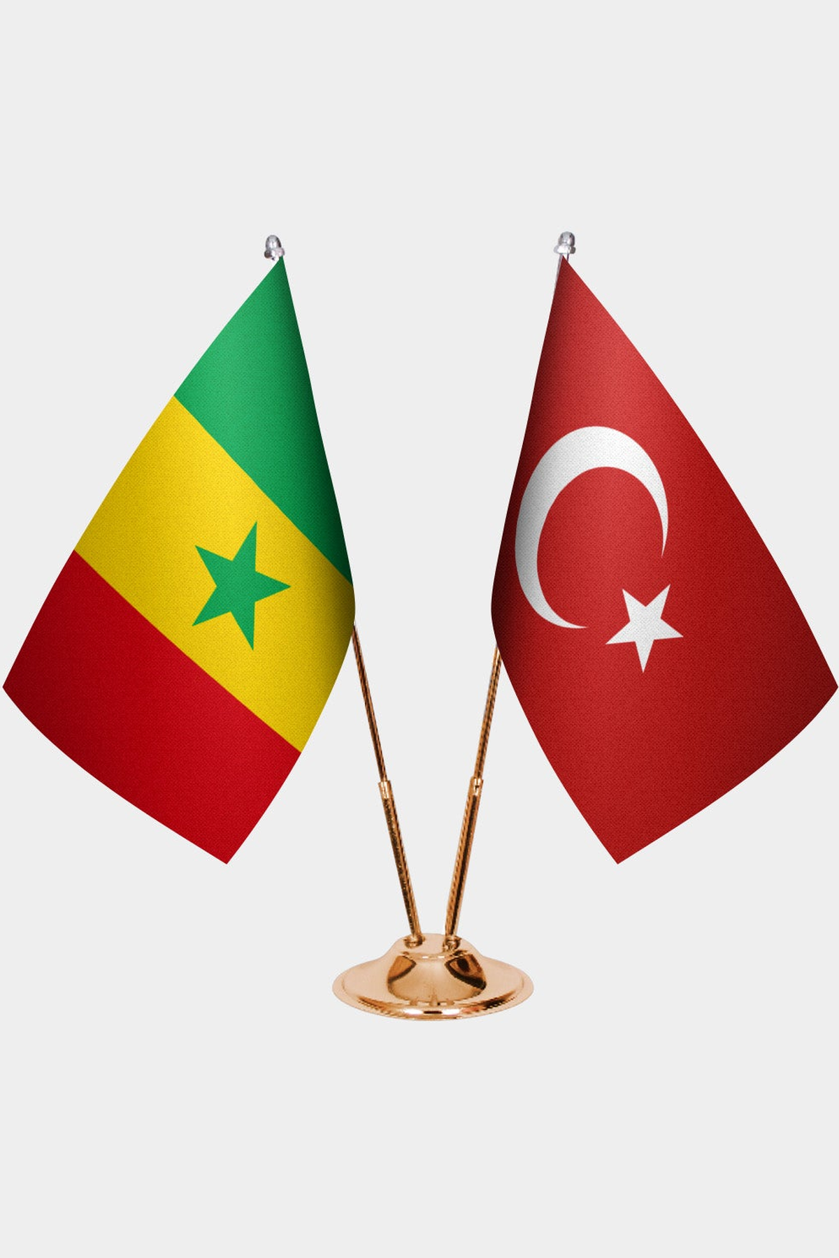Senegal ve Türkiye İkili Masa Bayrağı Seti kurulum görünümü