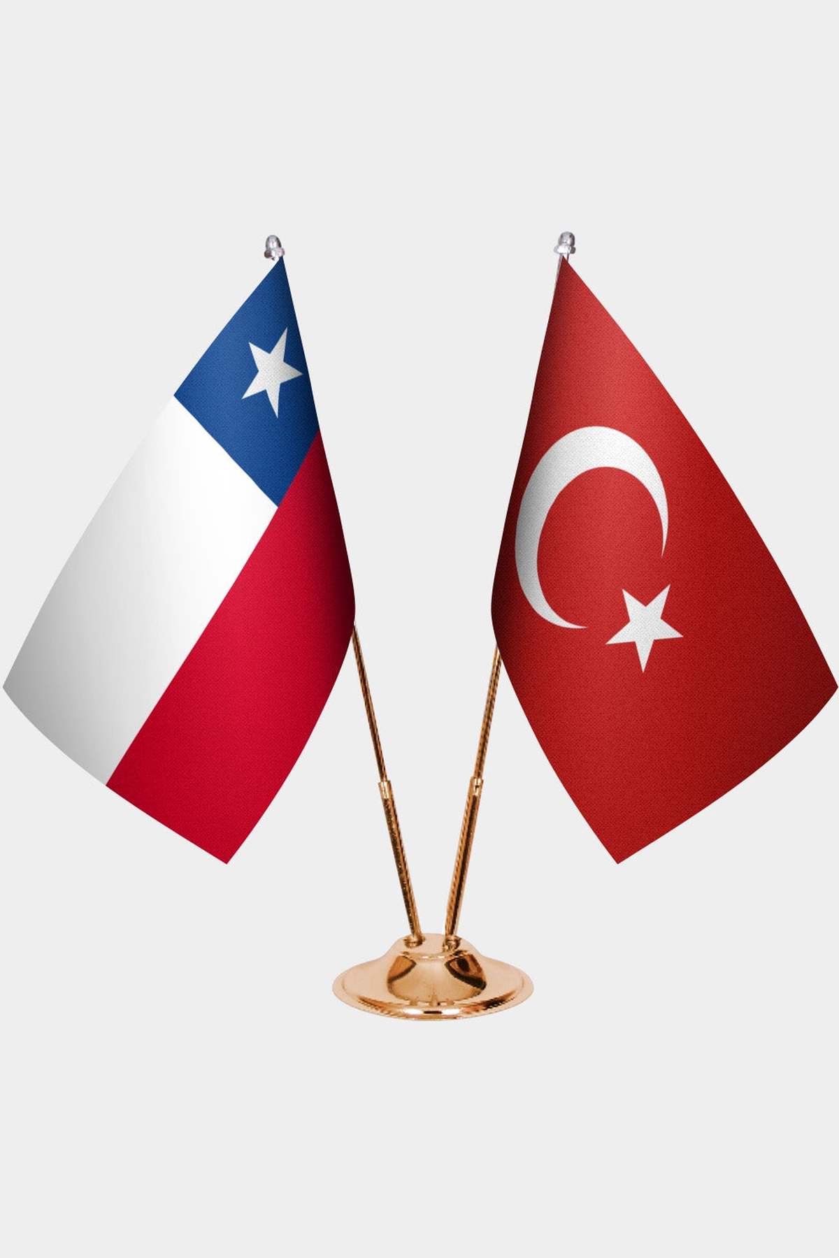 Şili ve Türkiye İkili Masa Bayrağı Seti kurulum görünümü
