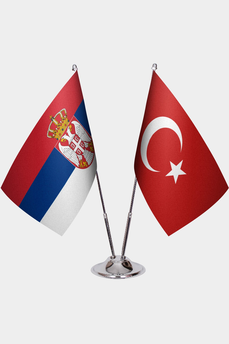 Sırbistan ve Türkiye İkili Masa Bayrağı Seti