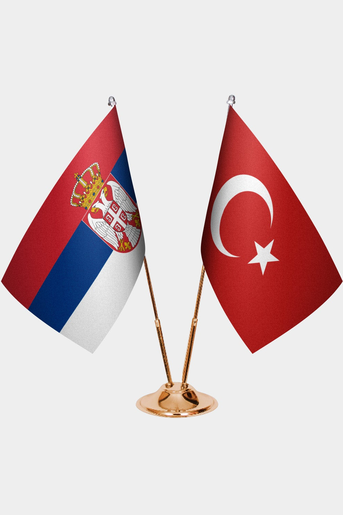 Sırbistan ve Türkiye İkili Masa Bayrağı Seti kurulum görünümü