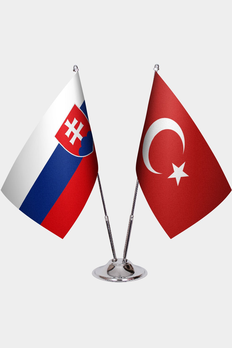 Slovakya ve Türkiye İkili Masa Bayrağı Seti