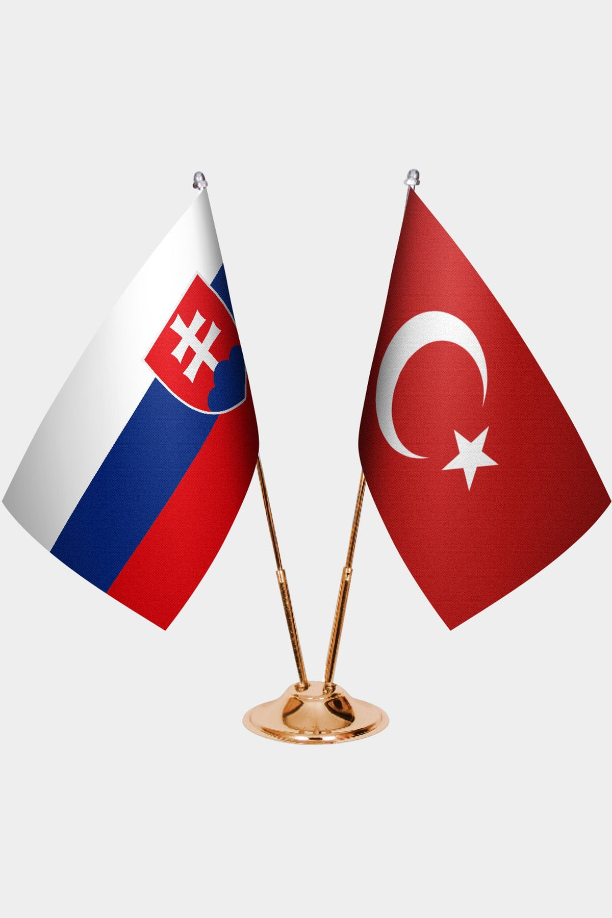Slovakya ve Türkiye İkili Masa Bayrağı Seti kurulum görünümü