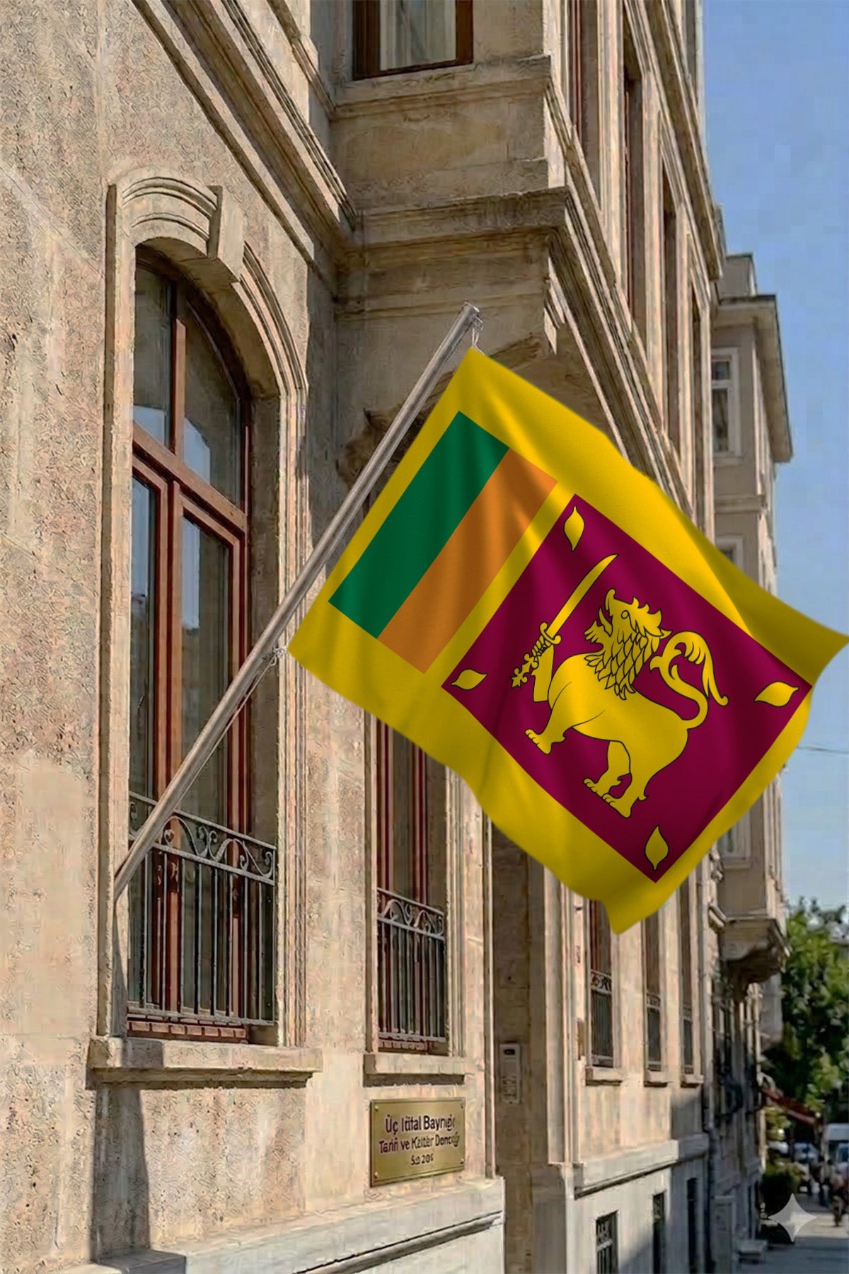 Sri Lanka Teleskopik Duvar Bayrağı Seti yakın çekim