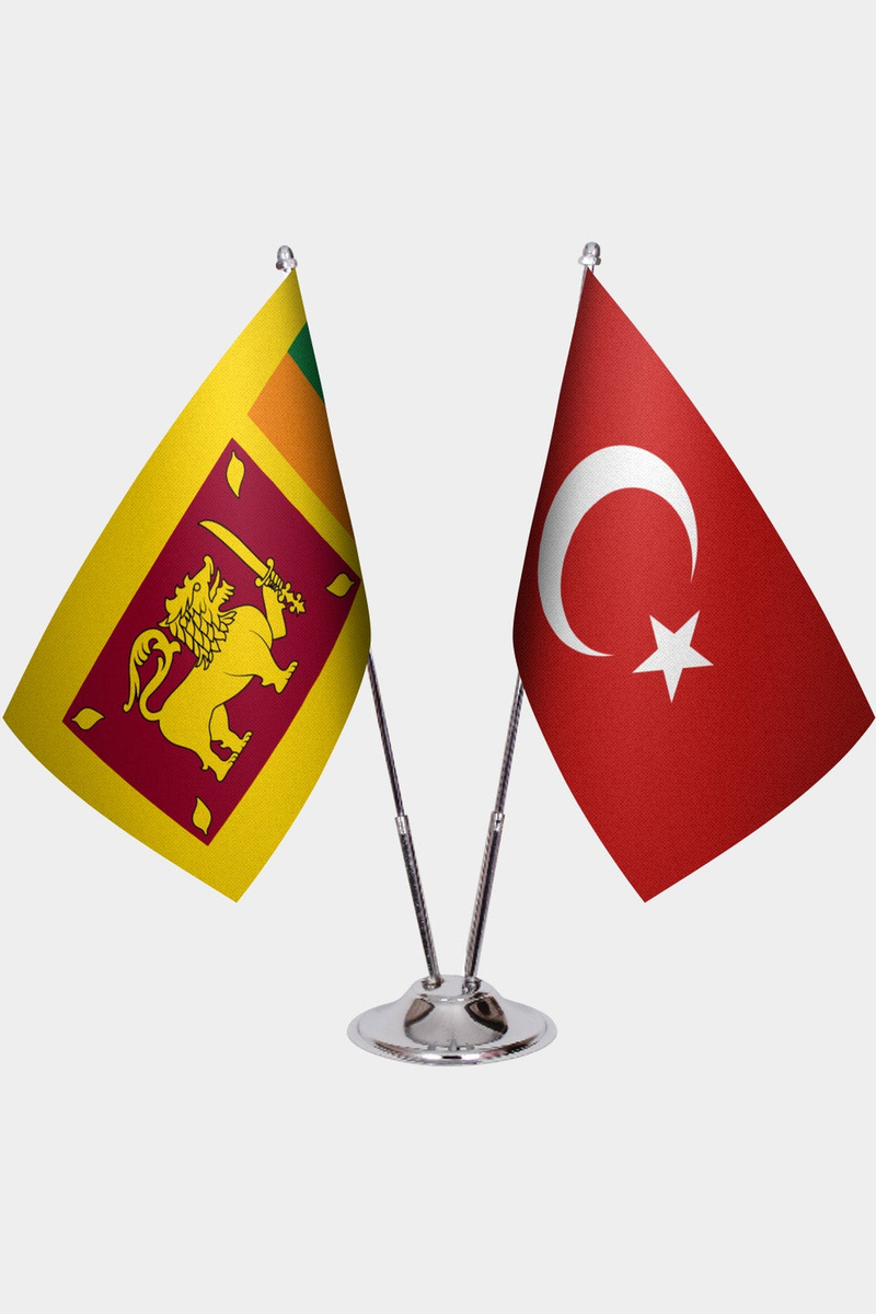 Sri Lanka ve Türkiye İkili Masa Bayrağı Seti