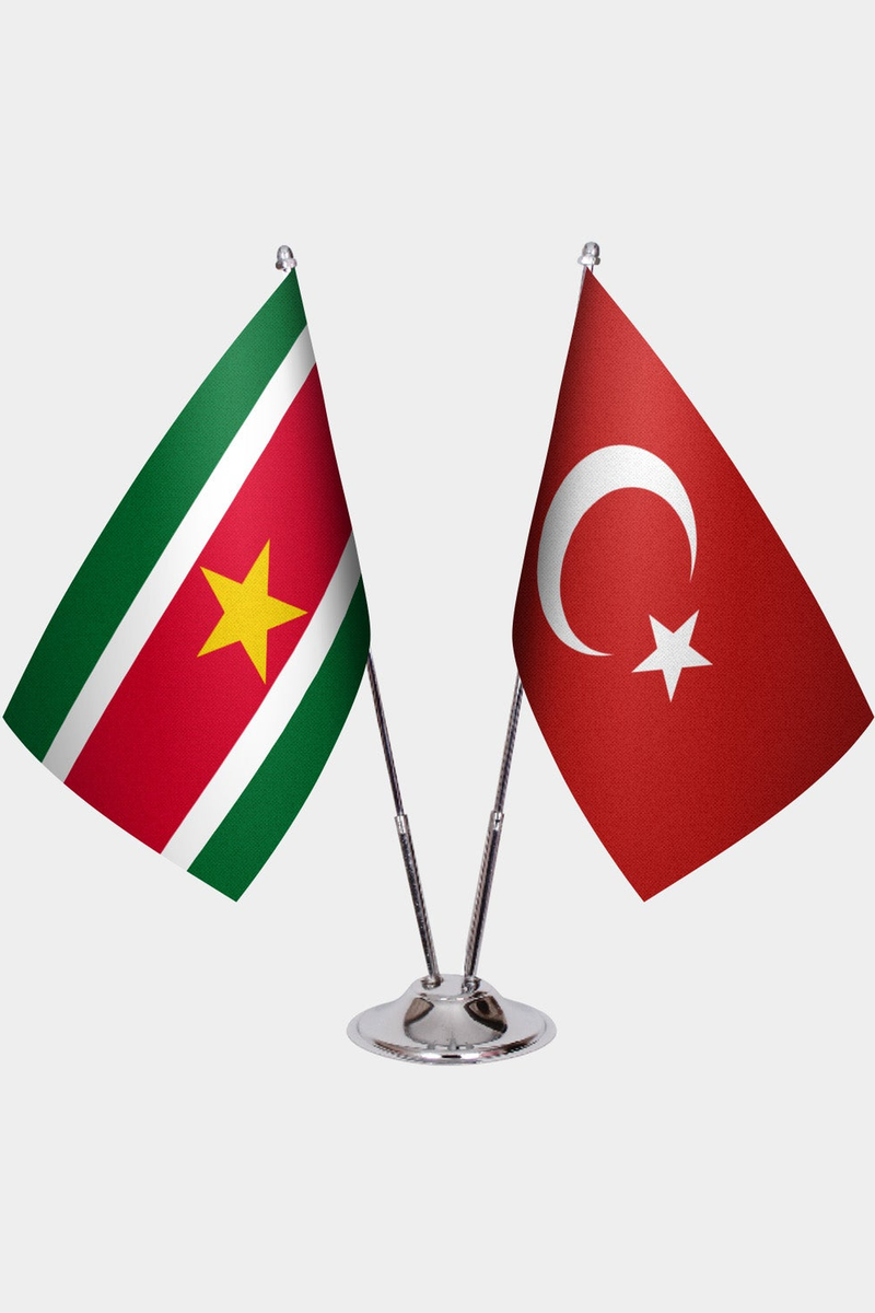 Surinam ve Türkiye İkili Masa Bayrağı Seti