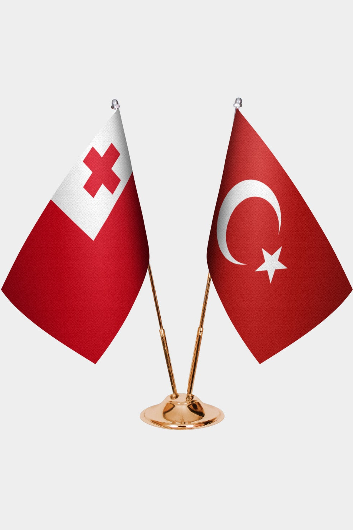 Tonga ve Türkiye İkili Masa Bayrağı Seti kurulum görünümü