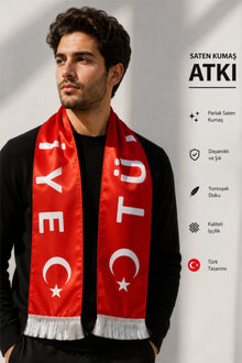Saten Kumaş Türk Bayraklı Atkı