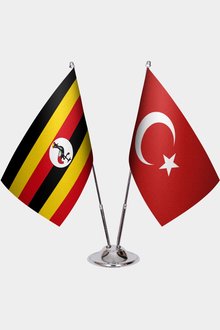 Uganda ve Türkiye İkili Masa Bayrağı Seti