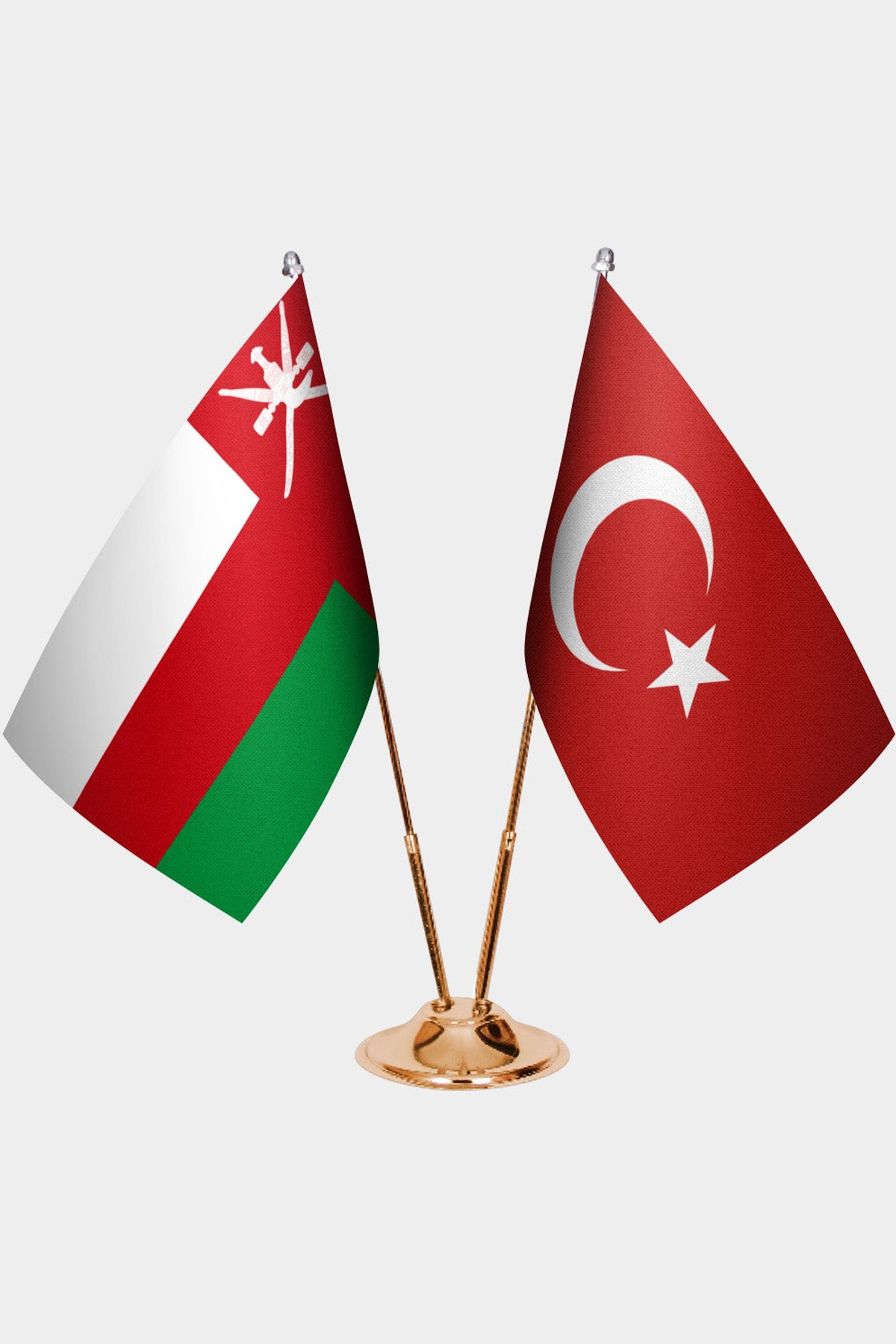 Umman ve Türkiye İkili Masa Bayrağı Seti kurulum görünümü
