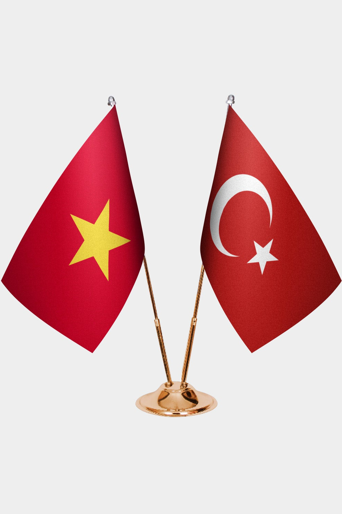Vietnam ve Türkiye İkili Masa Bayrağı Seti kurulum görünümü