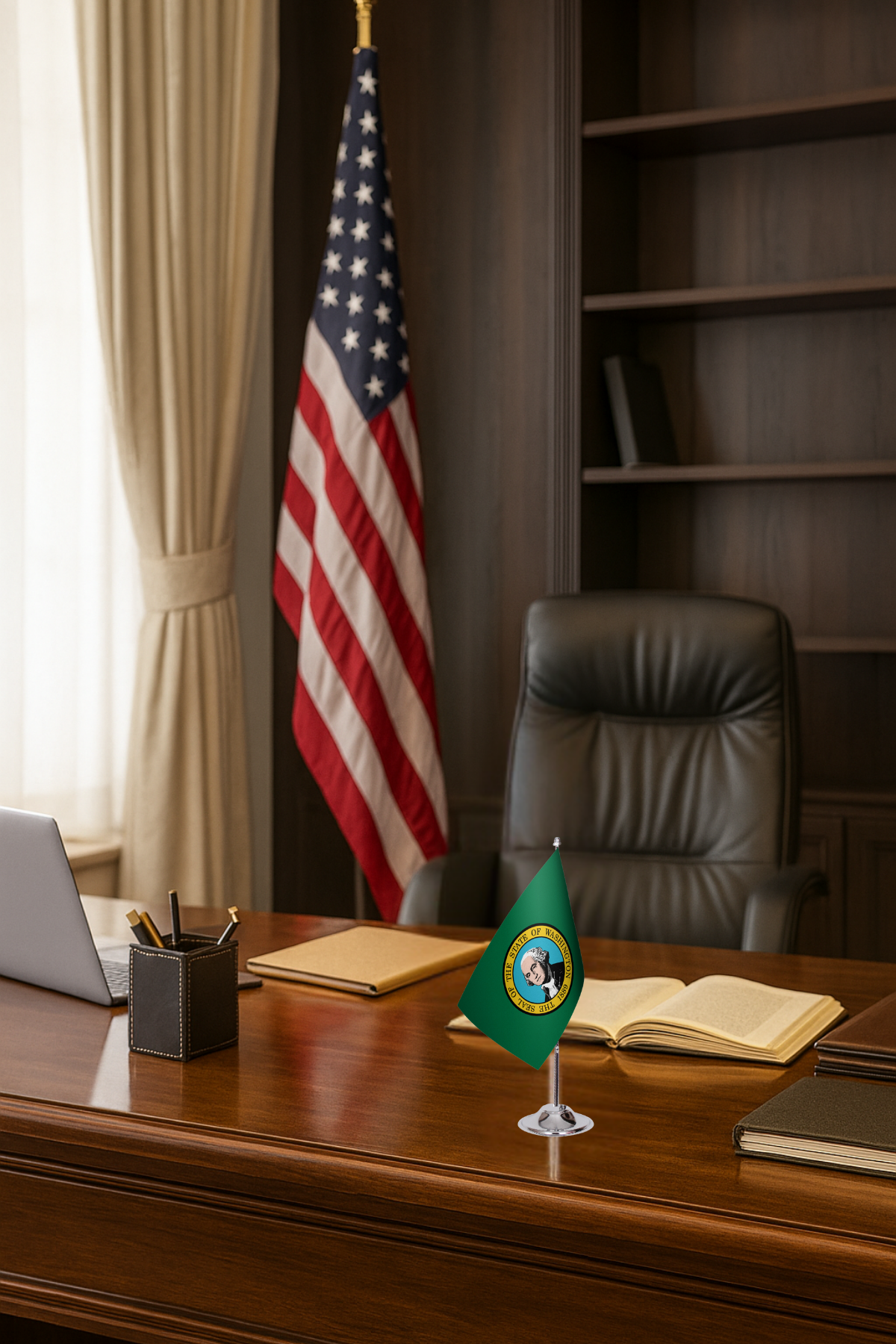 Washington Eyalet Masa Bayrağı detay görünümü