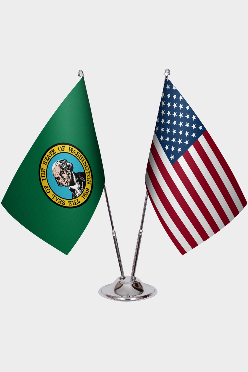 Washington ve ABD İkili Masa Bayrağı Seti