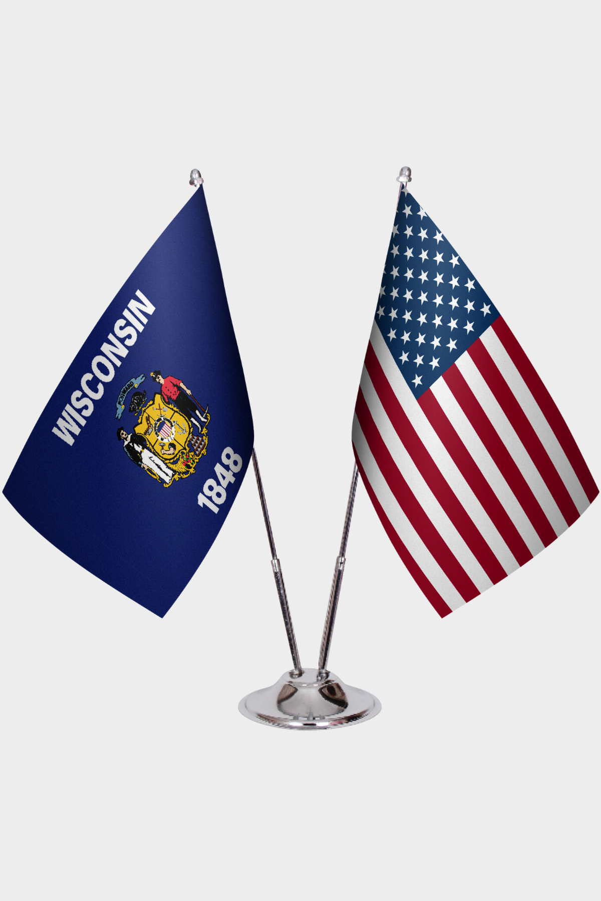Wisconsin ve ABD İkili Masa Bayrağı Seti