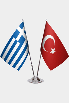 Yunanistan ve Türkiye İkili Masa Bayrağı Seti