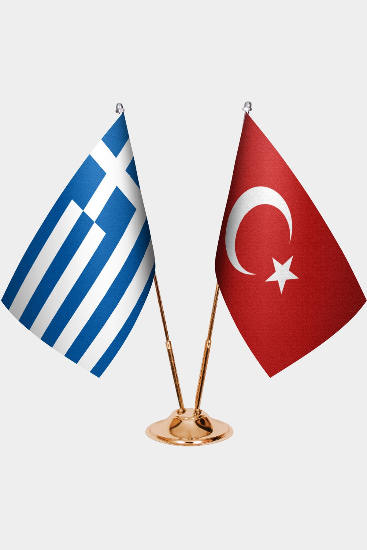 Yunanistan ve Türkiye İkili Masa Bayrağı Seti kurulum görünümü